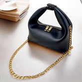 Mira Black Shoulder Bag with Gold Chain